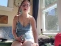 Little slut reads tarot then cums on her toy