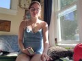 Little slut reads tarot then cums on her toy