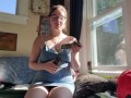 Little slut reads tarot then cums on her toy