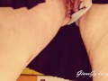 MILF was trying on panties and found a glass dildo and masturbate hairy pussy GinnaGg