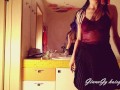 MILF was trying on panties and found a glass dildo and masturbate hairy pussy GinnaGg