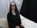 Horny nun takes it up the ass