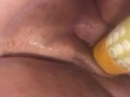 Single mom bored at home makes a homemade dildo and gets off