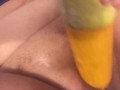 Single mom bored at home makes a homemade dildo and gets off