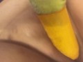 Single mom bored at home makes a homemade dildo and gets off
