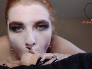 Hot Redhead Goth slut gives sexy eye contact sloppy throatjob ~ TheGoddessOfLust