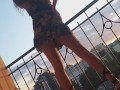 Up Dress NO PANTIES # Enjoy the City View SUN SET