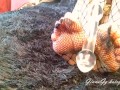glass in hairy pussy, creampie, stockings fetish, russian milf GinnaGg