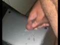 cumshot at desk