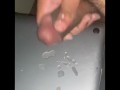 cumshot at desk