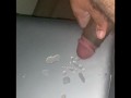 cumshot at desk