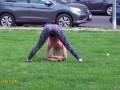 HOT GIRL w/ BUBBLE BUTT LEARNS NEW TYPE OF YOGA – Shy 18-Year-Old Big Cumshot on Juicy, Round Ass