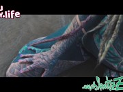 Sexy Bikini tease - Alternative tattoo ink girl with dreadlocks in Bikini at the beach - SFW outdoor