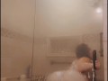 Big Ass Biracial taking Shower and putting soap all over her fatass 