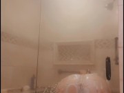Big Ass Biracial taking Shower and putting soap all over her fatass 