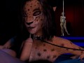 Cheetah Girl blowjob cum on face furry cosplay