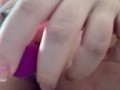 Vibrator in tight throbbing pussy til cum drips out