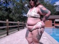 Big Sexy Mommy Ass Huge Ass BBW Walking in Tiny String Bikini