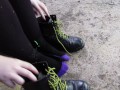 23Yr Old Hannah gives me a footjob outside CUMSHOT