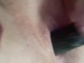 Jamming a thick cold cucumber in my shaved pussy