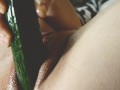 Pussy plays with cucumber Super close up 4K