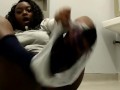 Ebony Slut Fingers Pussy in Work Bathroom  Girly Vixxen Solo Masturbation