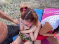 Adult guys fucked  girls right on the grass