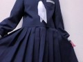 紺セーラーに手コキ服射 cum onto sailor school uniform