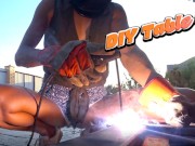 DIY Floating Table 3.1 - Welding 4k HD Teaser - downblouse and nip slip (Music)