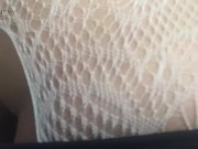Bending over in a short skirt! Showing my ass and rubbing my holes! 