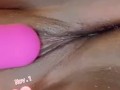 Pink pussy squirts from vibrator 