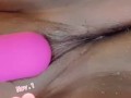 Pink pussy squirts from vibrator 