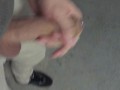 Male Public Parking Lot Masturbation with lots of cum from a horny cock outdoors