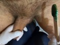  Waxing at home! with a nice final handjob, ejaculates and squirts beautician's pants / homemade wax