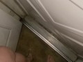 Naughty Slut is too lazy to use the bathroom and opens up the door and pisses outside!