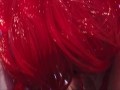 Suce moi en rouge. Ejac sur les seins. Cum on tits. Vrai pipe amateur de ma milf.
