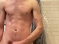 Big cocked tall athletic skinny drains himself 