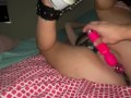 Girl cums with Nike sneakers and ankle cuffs