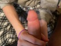 Adorable Teens First Huge Cock HJ - Blasts herself in cum ropes