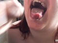 I held my tongue out eagerly awaiting the load of cum