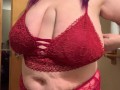 BBW trying on cute sexy red bra and panties