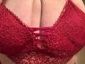 BBW trying on cute sexy red bra and panties