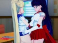 Sailor Moon and Sailor Mars - lesbian sex, fingering, eat out, and trib. Lesbian hentai.