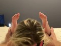 Bambi Bold Give A Phenomenal Blowjob With Her Feet In The Air Wrinkling Her Soles