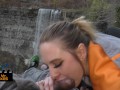 Outdoor Waterfall Blowjob - Blonde Canadian Green Eyes Almost Gets Caught!