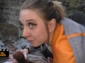 Outdoor Waterfall Blowjob - Blonde Canadian Green Eyes Almost Gets Caught!