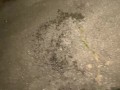 Desperate Pee Girl Sprays her Driveway with multiple huge Pee streams