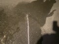 Desperate Pee Girl Sprays her Driveway with multiple huge Pee streams