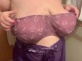BBW Purple lingerie tryon huge tits pawg
