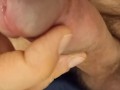 I jerk off slowly, a drop comes out of my dick ...